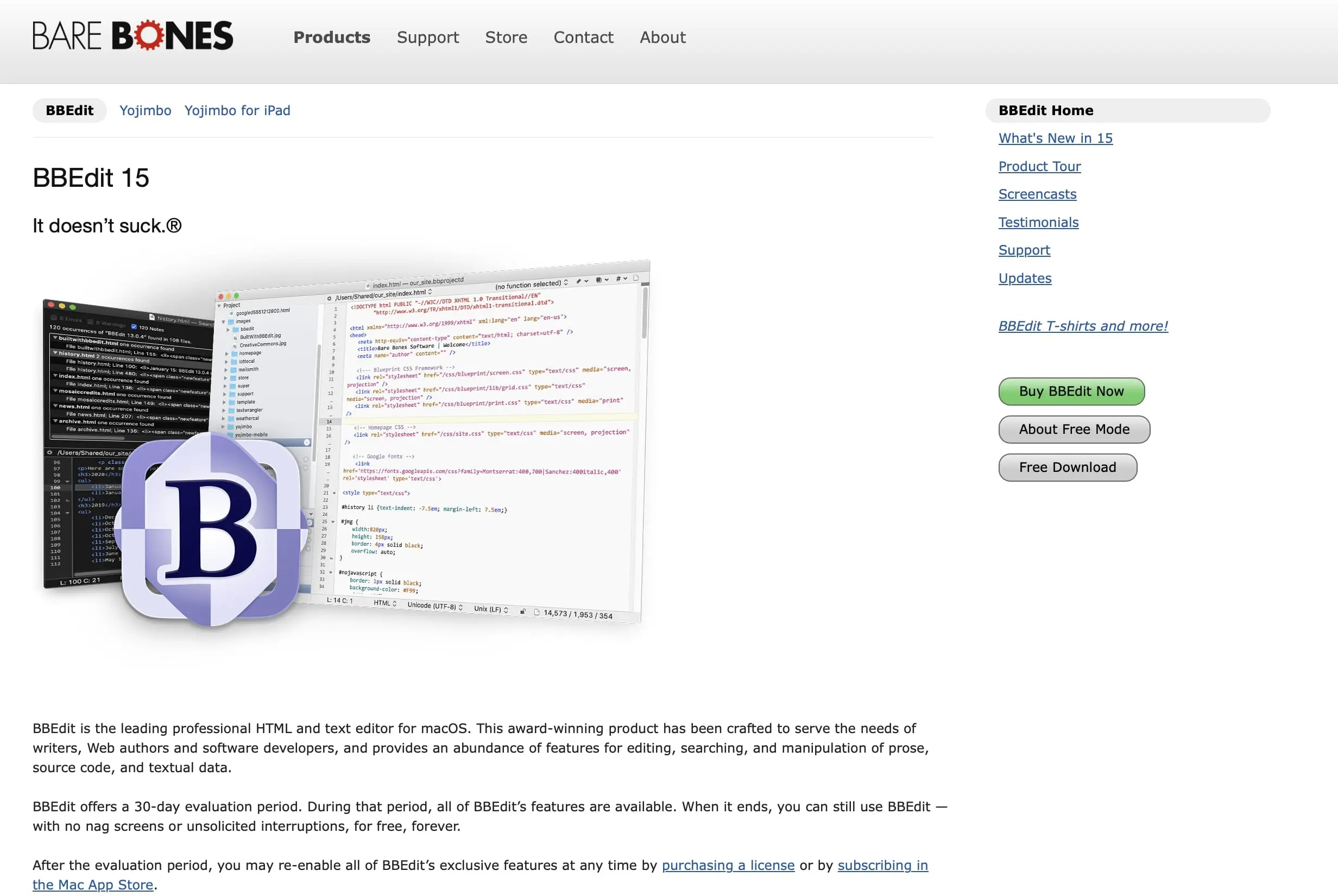 Capture d’écran de la page d’accueil de BBEdit Image: Capture d’écran de la page d’accueil de BBEdit