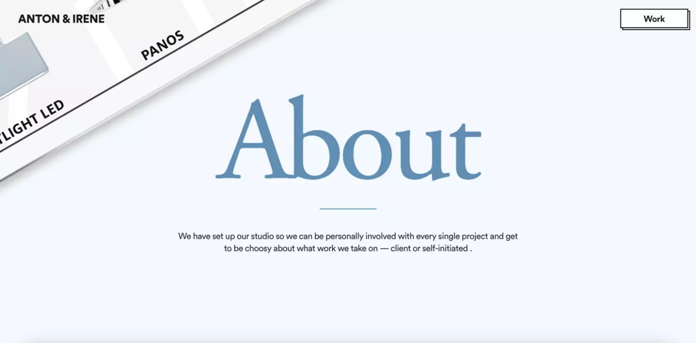 Image: Page « À propos de nous » du studio de Anton and Irene