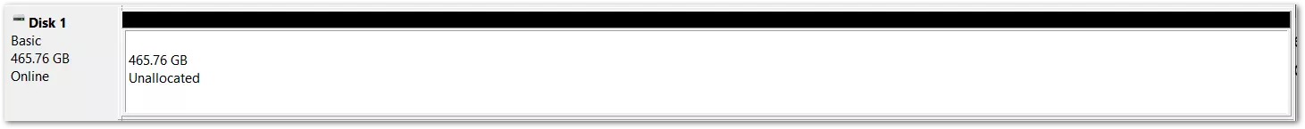 Image: Vue d’un disque dur sans partition non formaté