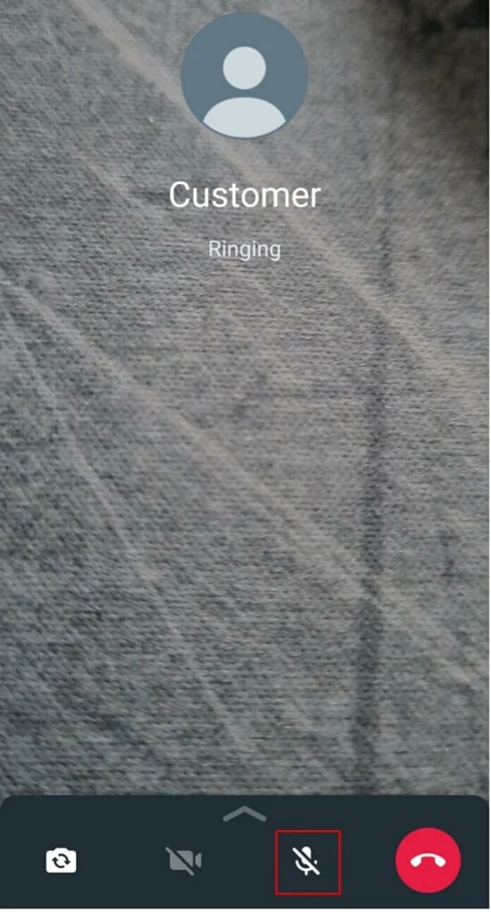 Image: Appel vidéo WhatsApp : icône de microphone barré pour la mise en sourdine
