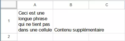 Capture d’écran d’un retour à la ligne manuel dans Google Sheets Capture d’écran d’un retour à la ligne manuel dans Google Sheets