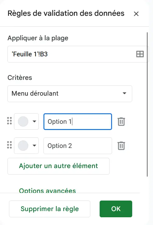 Google Sheets : règles de validation des données Image: Google Sheets : règles de validation des données