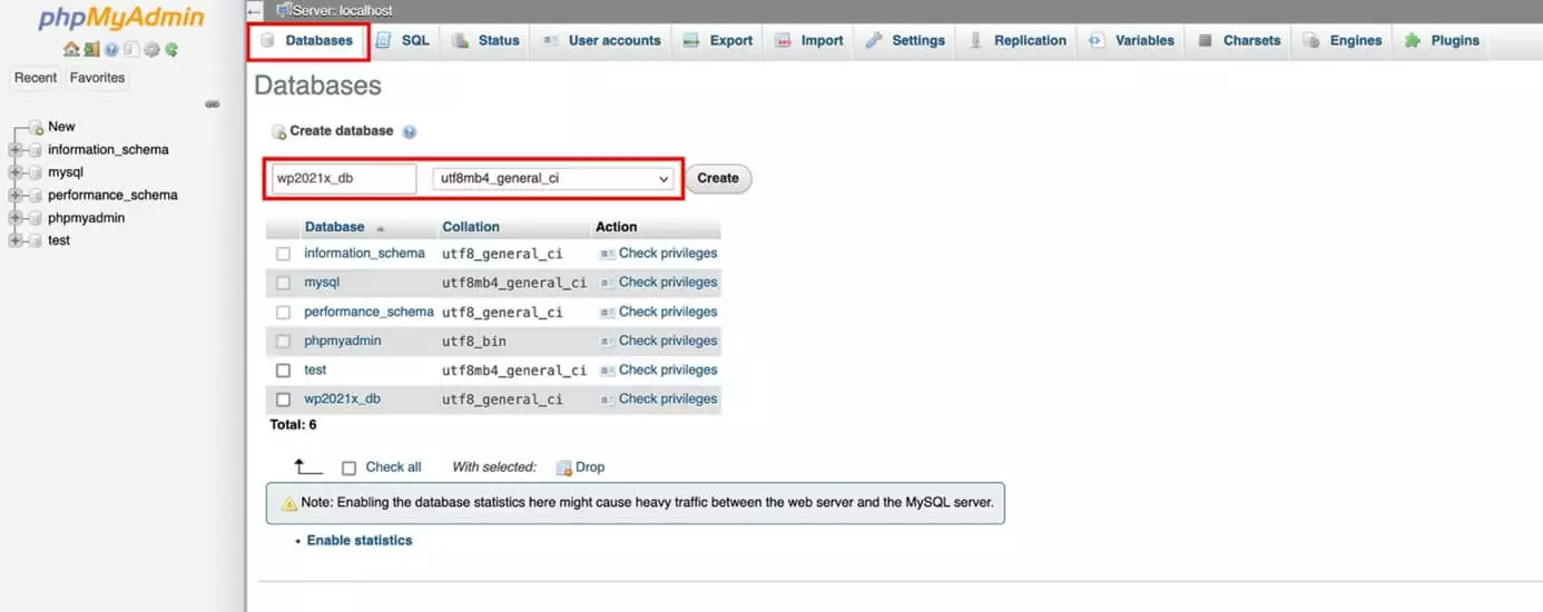Image: Interface de phpMyAdmin