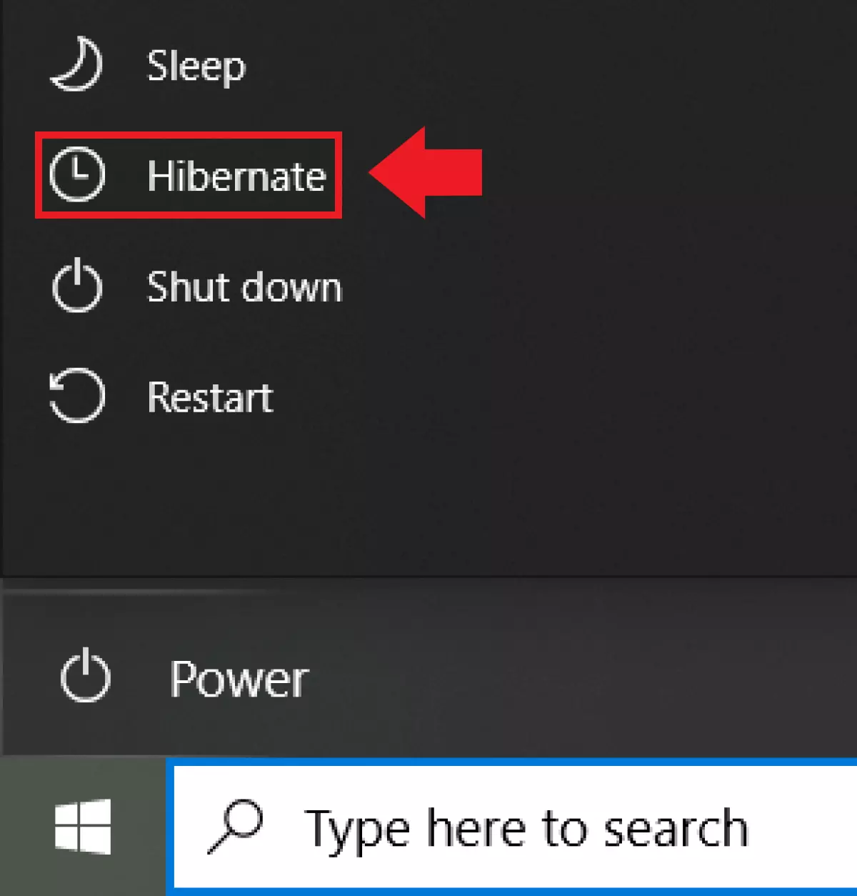 Image: Windows 10 : option « Mettre en veille prolongée » sur l’écran de démarrage Windows