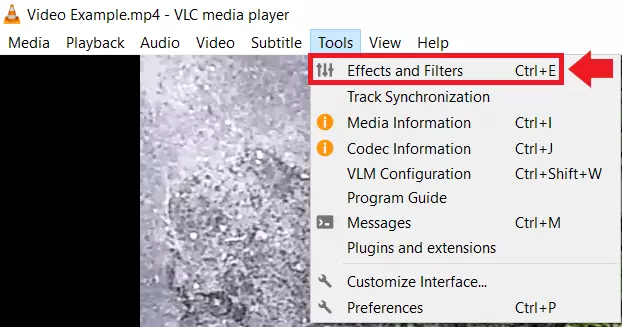 Image: Sous « Outils », cliquez sur « Effets et filtres »