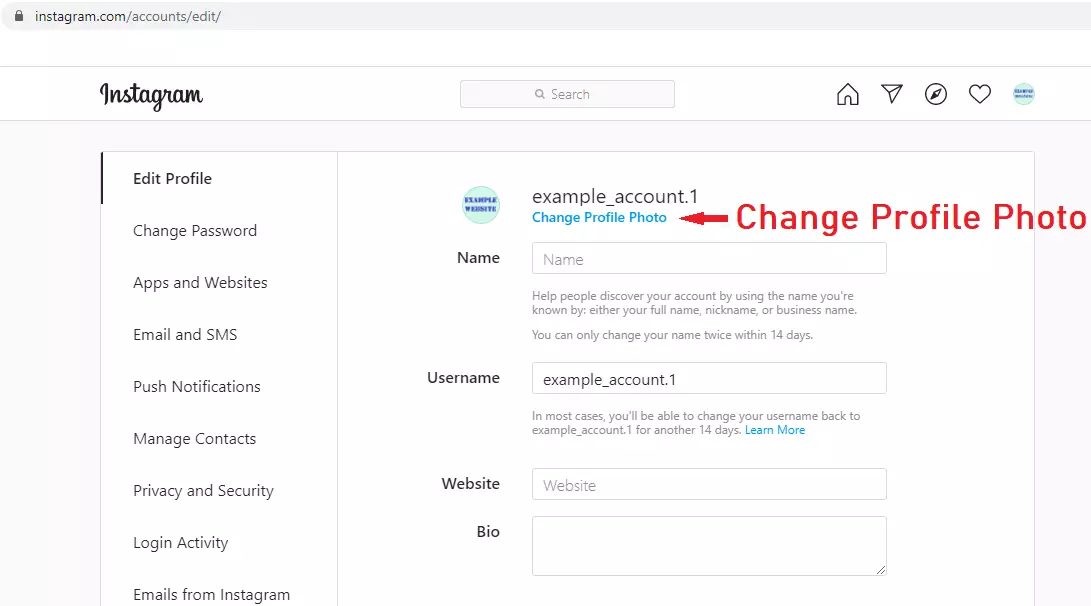 Image: Modifier la photo de profil Instagram sur ordinateur