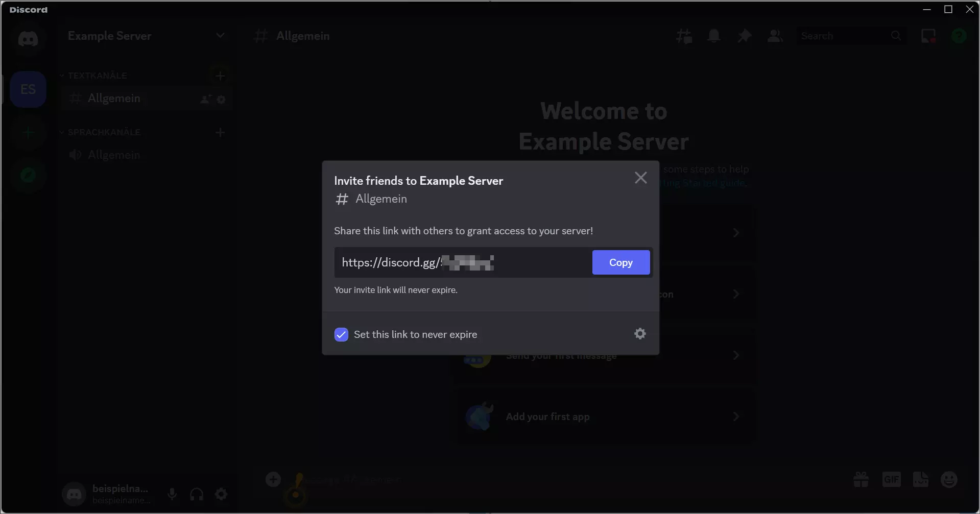 Image: Créer un lien d’invitation pour le serveur Discord