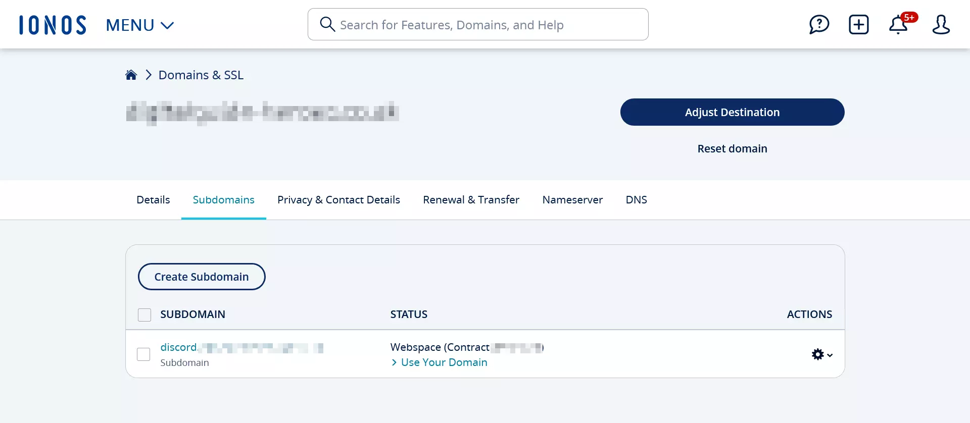 Image: Compte client IONOS : gestion des domaines