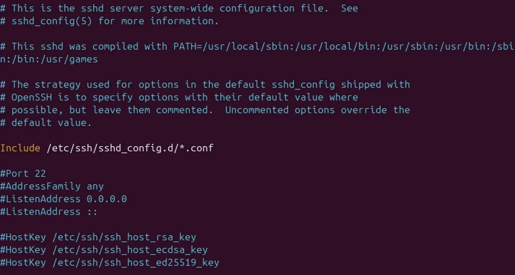 Image: Capture d’écran du fichier sshd_config