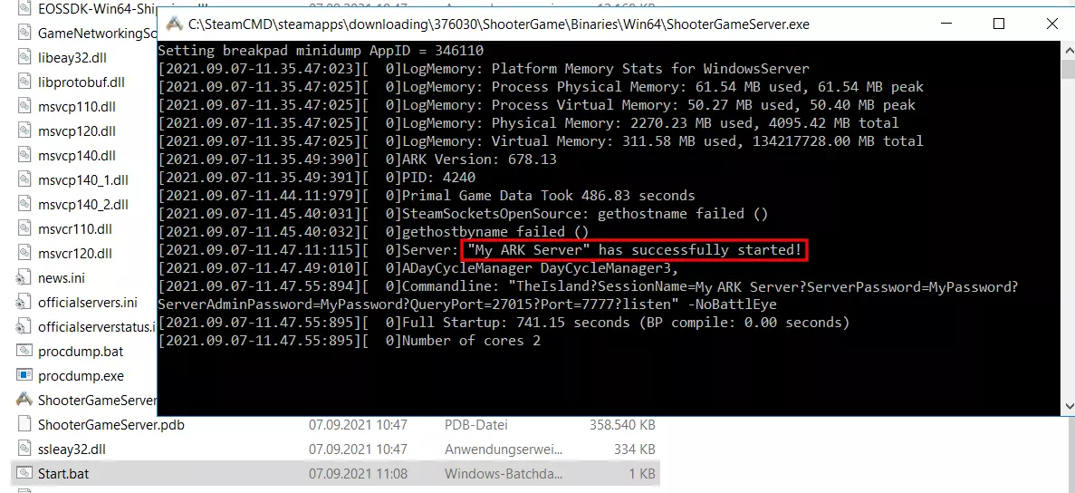 Image: ARK sur un serveur dédié : démarrage