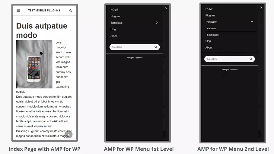 Image: Site Web mobile conçu avec le plugin AMP for WP de WordPress