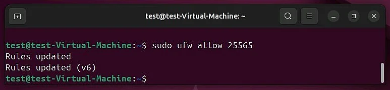 Image: Ouverture du port (25565) dans Ubuntu 24.04
