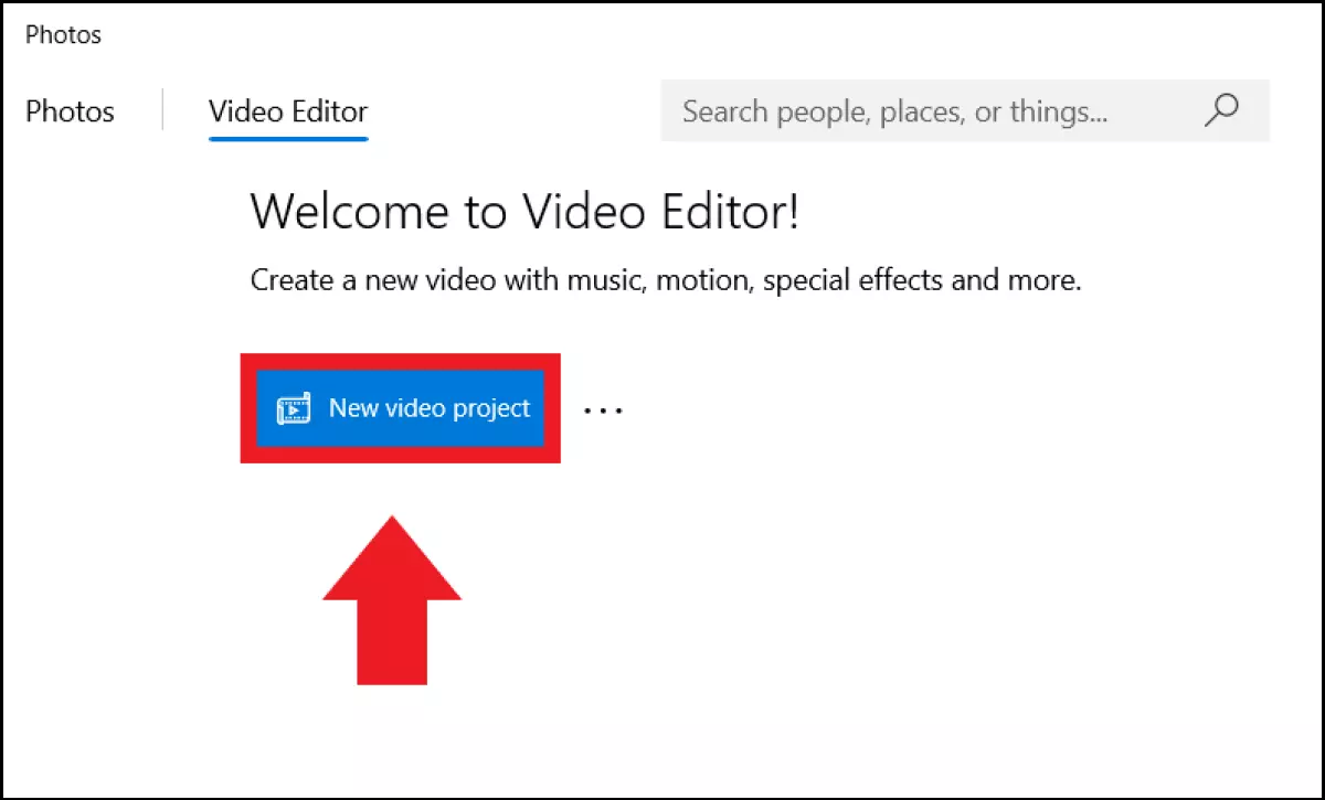 Cliquez sur « Nouveau projet vidéo »