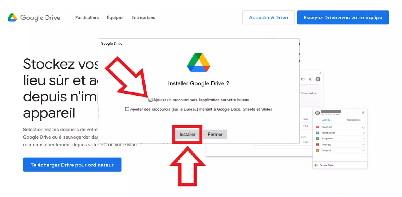 Image: Définissez les raccourcis que vous voulez et cliquez sur « Installer » pour lancer le processus d’installation