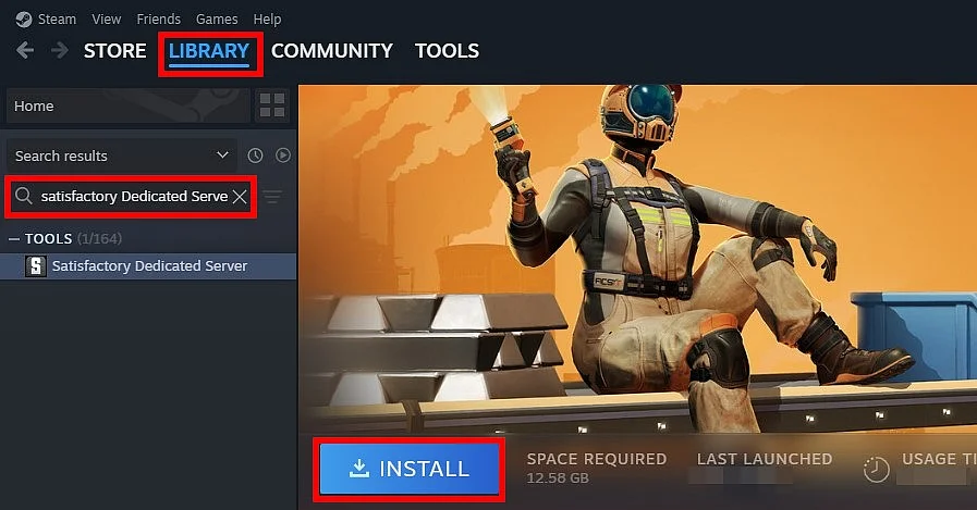 Client Steam : installation du logiciel de serveur dédié Satisfactory Image: Client Steam : installation du logiciel de serveur dédié Satisfactory