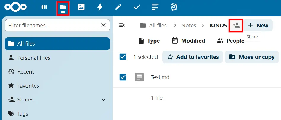 Partager les notes Nextcloud Image: Partager les notes Nextcloud