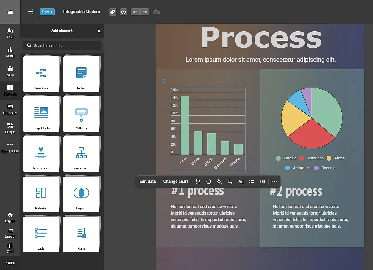 Interface utilisateur d’infogram Image: Interface utilisateur d’infogram