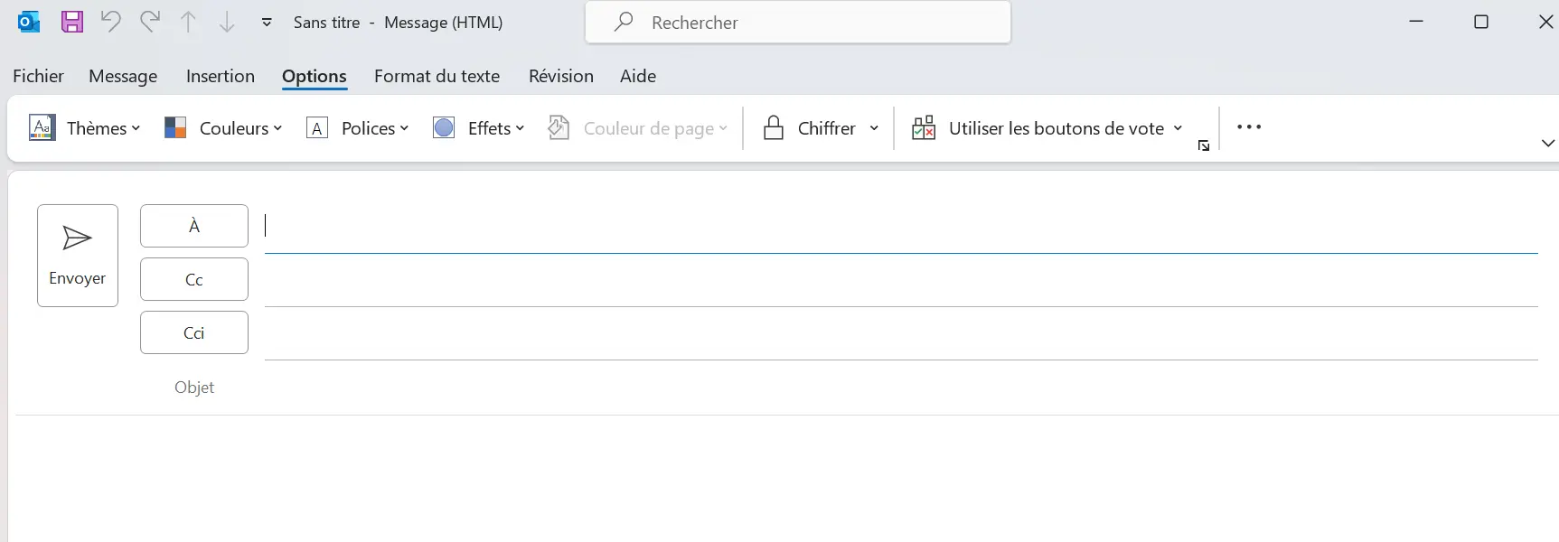 Outlook : fenêtre d’email avec champ Cci Image: Outlook : fenêtre d’email avec champ Cci