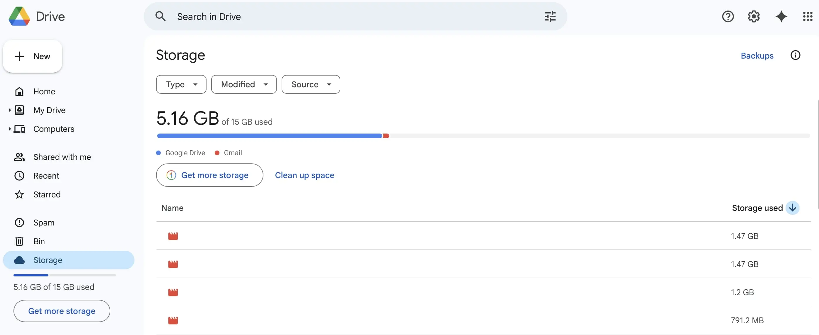 Image: Google Drive : interface de l’application Web