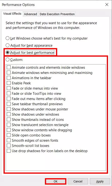 Image: Accélérer Windows 10 : options de performances