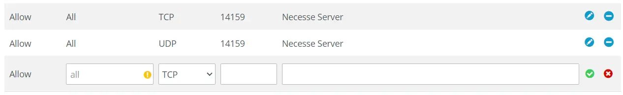 Image: Partager le port du serveur Necesse avec IONOS