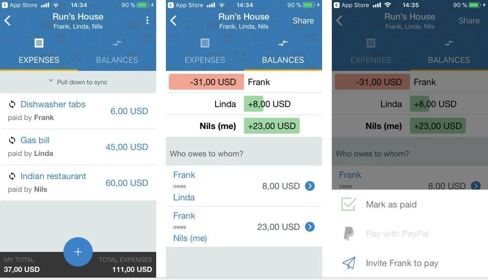 Image: Aperçu de Tricount, l’application de partage des dépenses et de remboursement des dettes