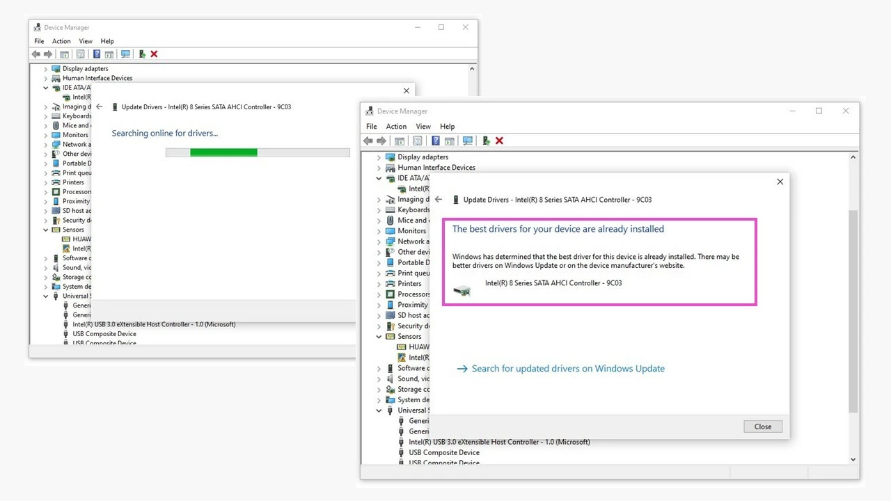 Image: Mise à jour des pilotes dans le Gestionnaire de périphériques Windows