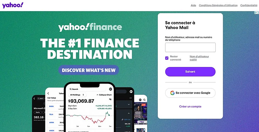 Page d’accueil de Yahoo Mail Image: Page d’accueil de Yahoo Mail