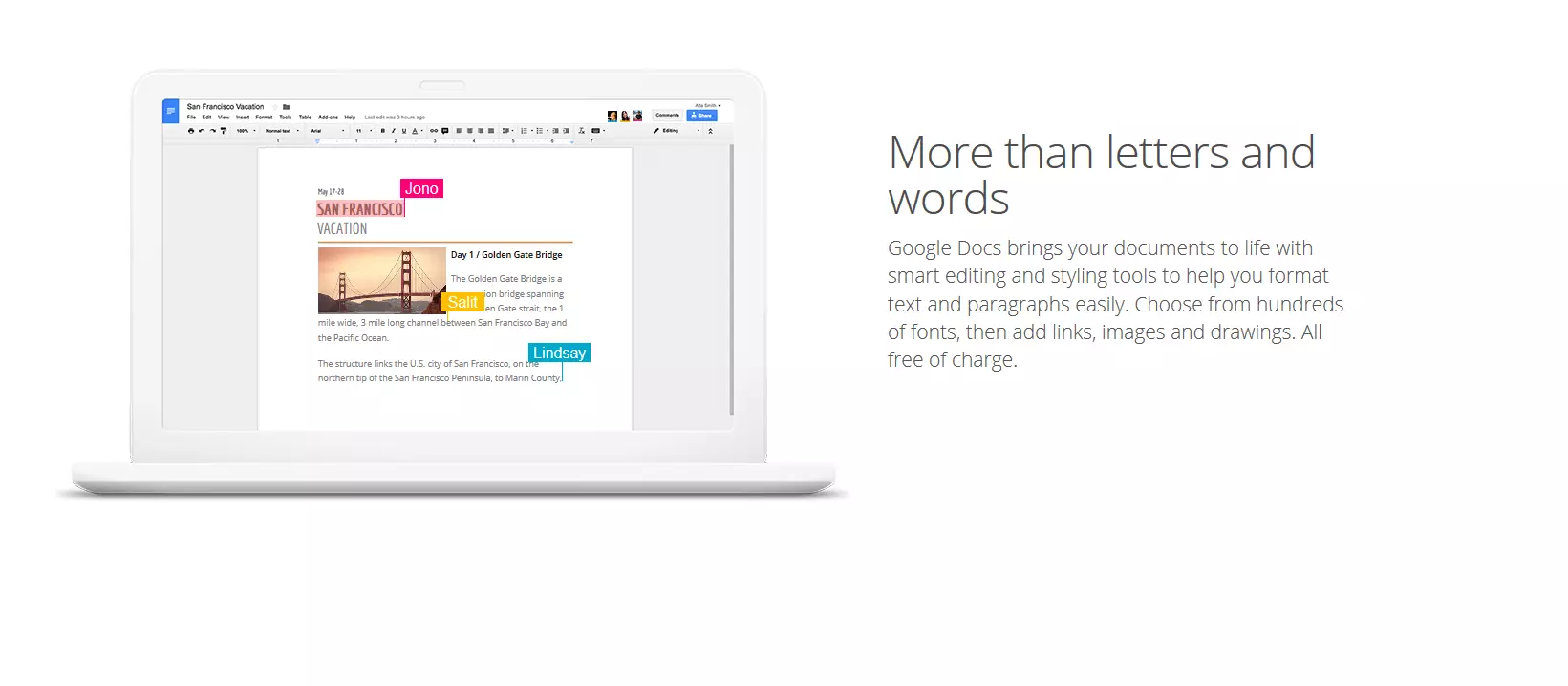 Image: Extrait du menu utilisateur de Google Docs