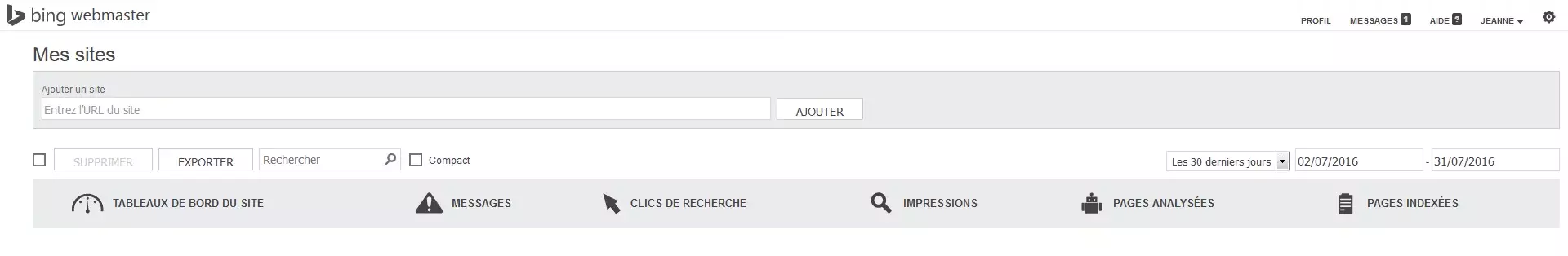 Image: Démarrer l’outil Bing pour webmasters