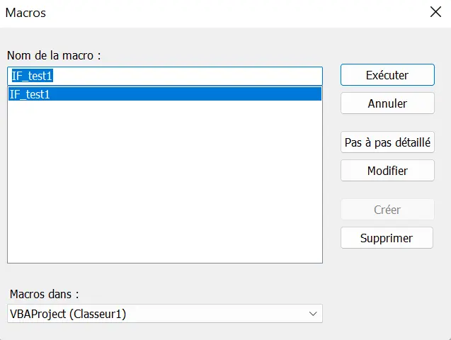 Image: Excel VBA : exécuter la commande IF_TEST1
