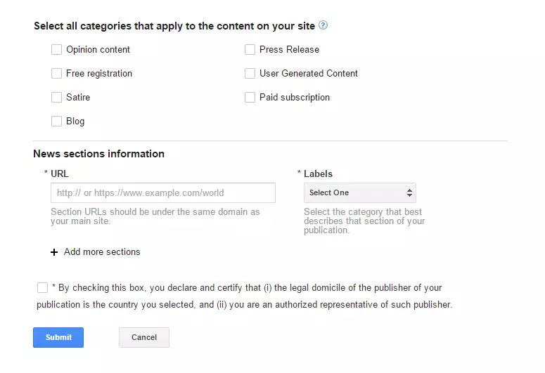 Image: Formulaire d’inscription de Google News – Partie 2