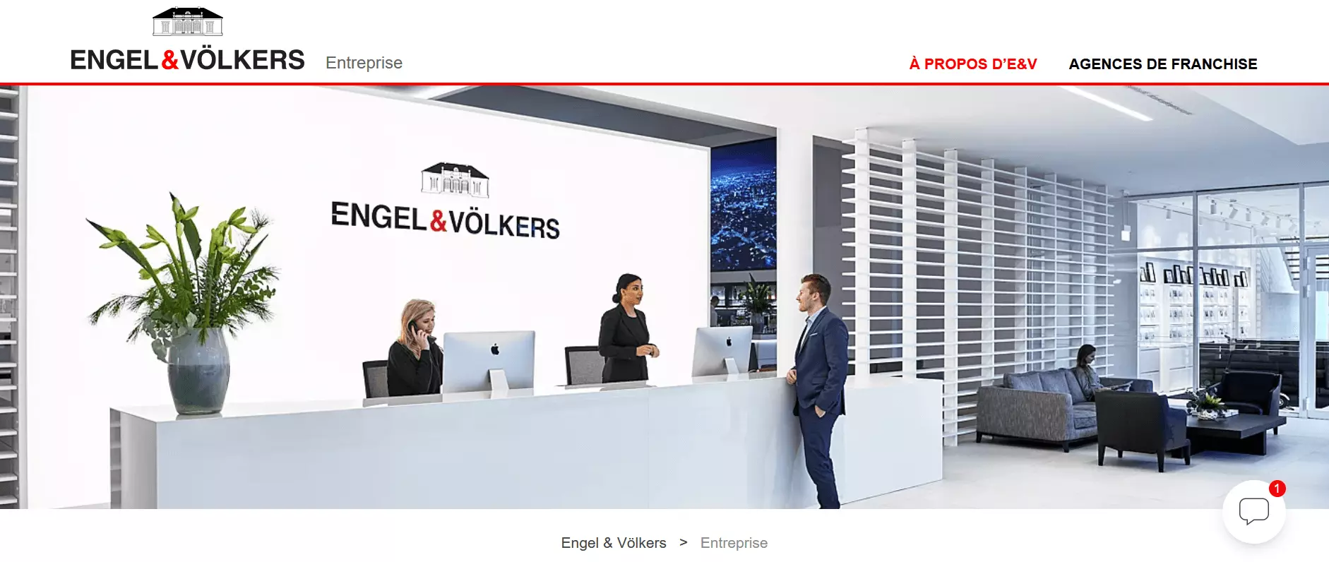 Image: Page « À propos de nous » de l’agence immobilière Engel & Völkers