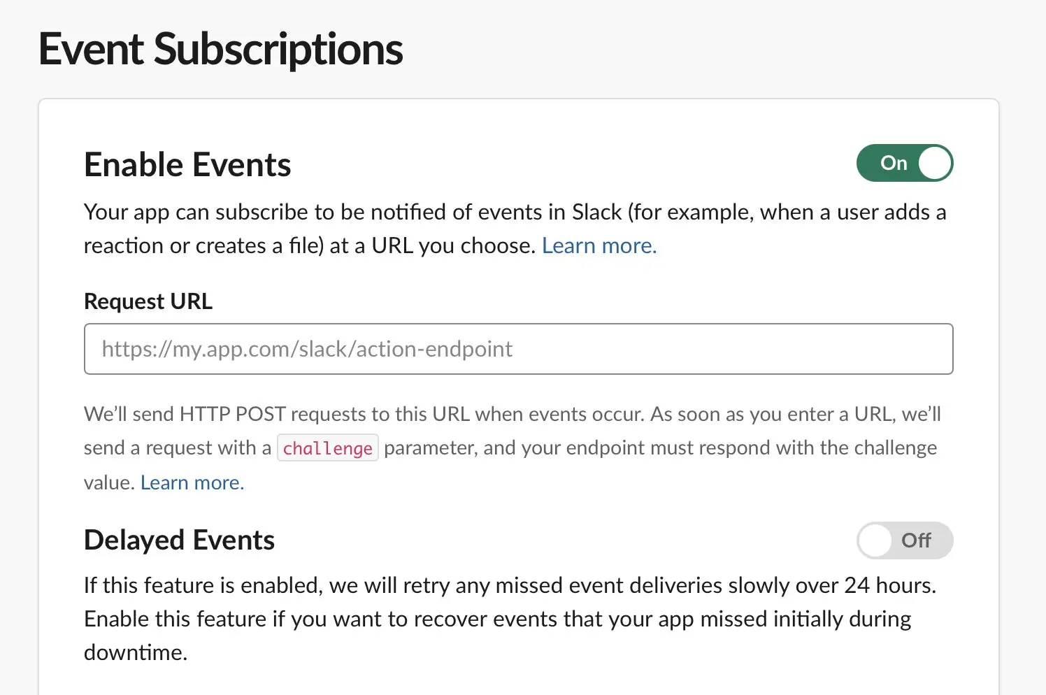 Slack : Event Subscriptions Image: Slack : Event Subscriptions