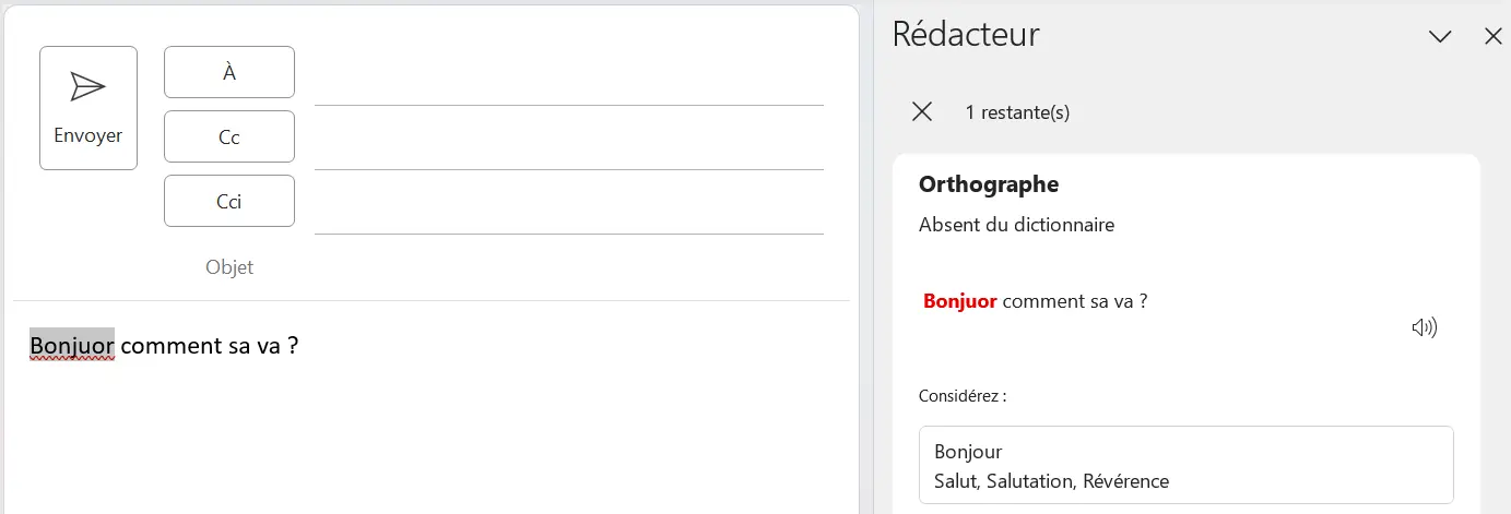 Image: Correcteur orthographique manuel dans Outlook