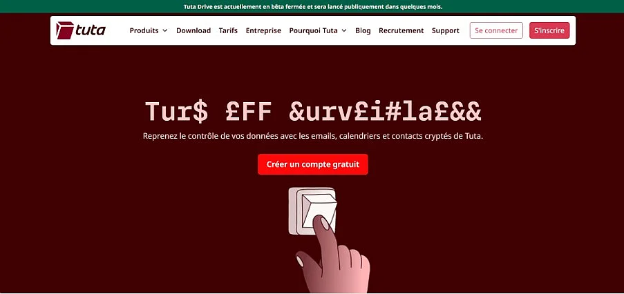 Page d’accueil de Tuta Mail Image: Page d’accueil de Tuta Mail