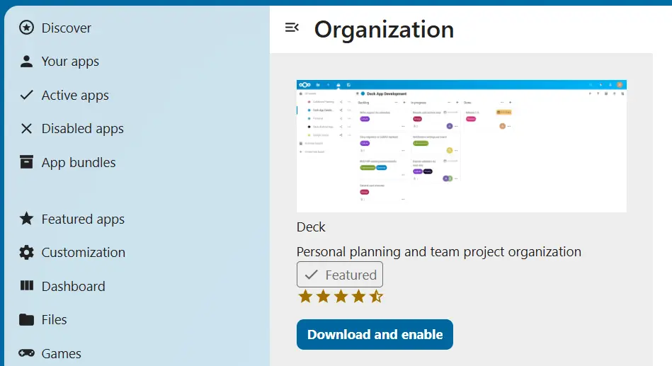 Deck dans l’App Store de Nextcloud Image: Deck dans l’App Store de Nextcloud