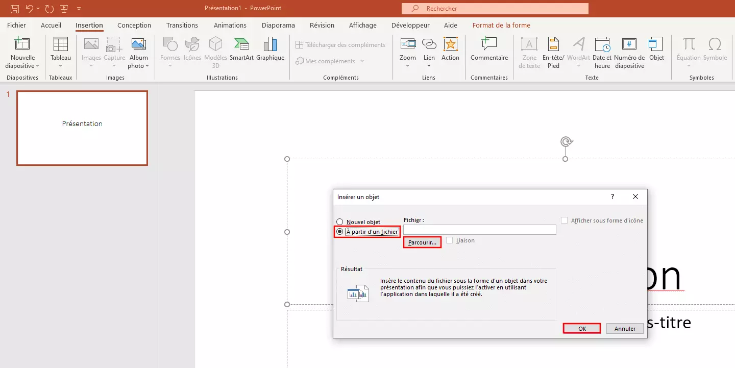 Image: Insertion d’un fichier Word dans PowerPoint : importation en tant qu’objet
