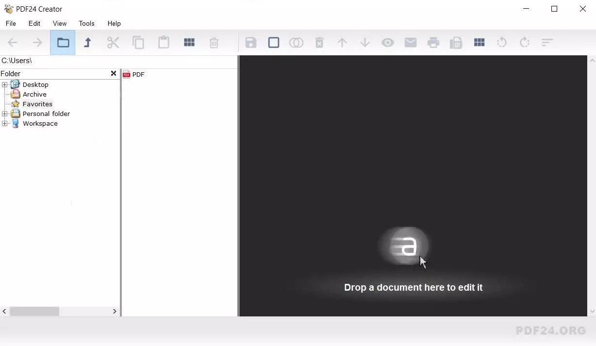 Image: PDF Creator de PDF24 pour l’édition des fichiers PDF