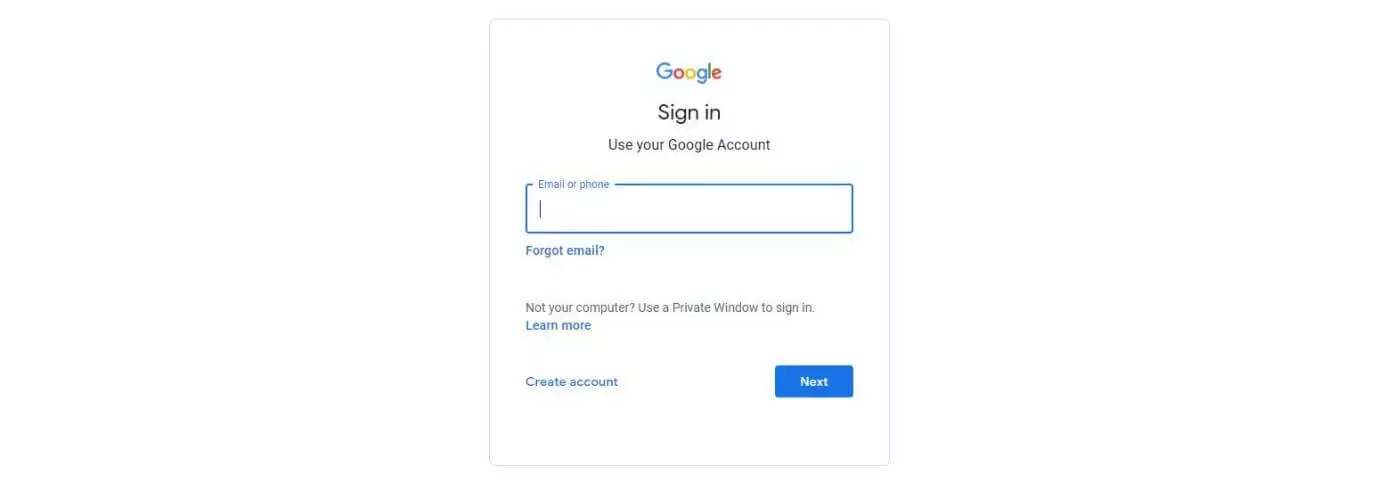 Image: Fenêtre de connexion au compte Google