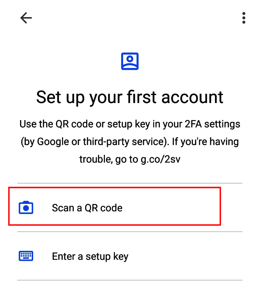 Application Google Authenticator : scanner un code QR