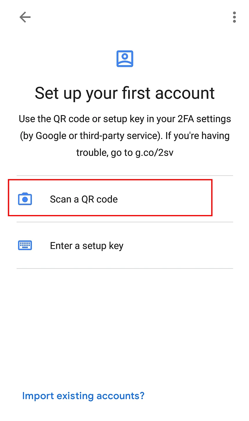 Image: Application Google Authenticator : scanner un code QR