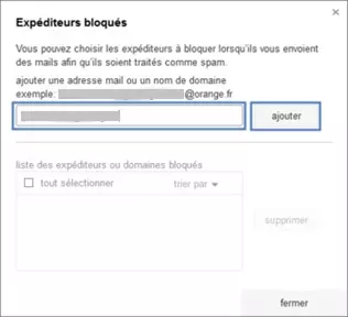 Orange : Expéditeurs bloqués