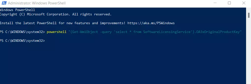 Windows PowerShell : entrer la commande « SoftwareLicensingService »
