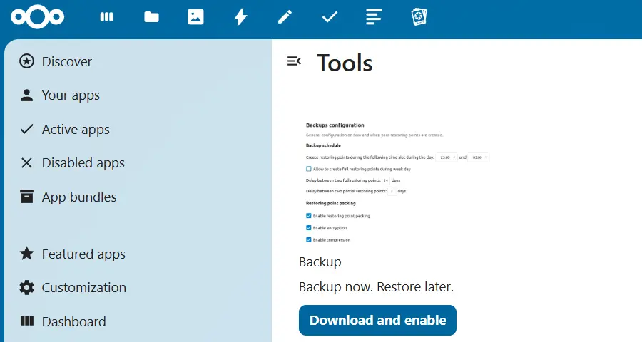 Backup dans l’App Store Nextcloud Image: Backup dans l’App Store Nextcloud