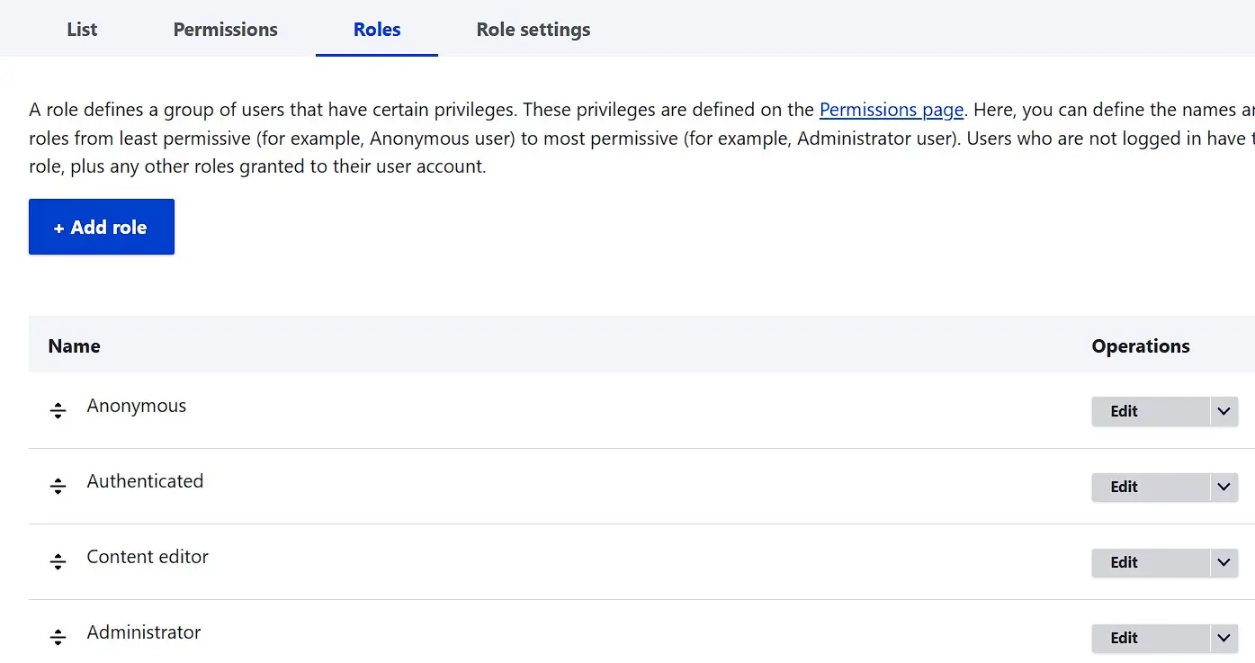 Image: Gestion des groupes dans le menu &laquo; Personnes &raquo; de Drupal