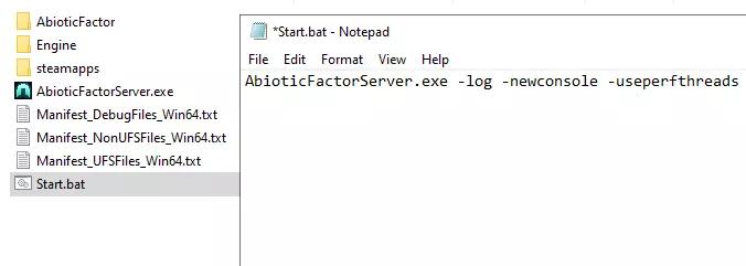 Image: Abiotic Factor : script de démarrage du serveur