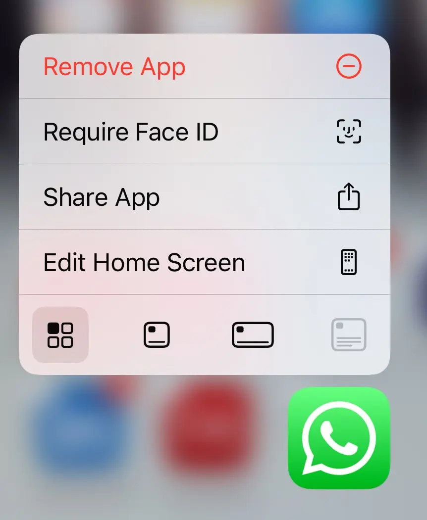 Menu permettant de désinstaller WhatsApp depuis l’écran d’accueil Image: Menu permettant de désinstaller WhatsApp depuis l’écran d’accueil