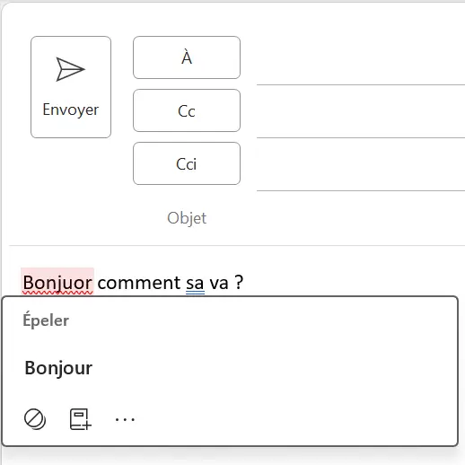 Image: Affichage de l’orthographe correcte avec un clic droit