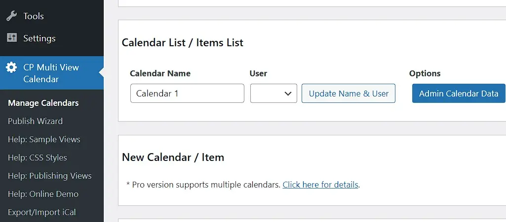 Image: Capture d&rsquo;&eacute;cran du plugin WordPress CP Multi View Event Calendar